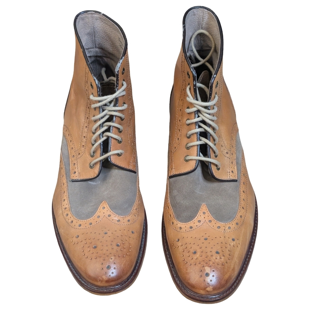 Joseph Abboud Tan Wingtip Ankle Boots 10.5 - Picture 11 of 14